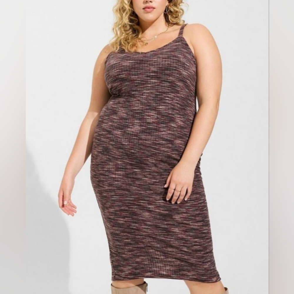 Torrid Brown Rust Black Space Dye Sleeveless Tank Dress Women's Plus Sz 2X Nwt